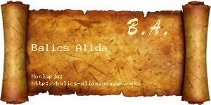 Balics Alida névjegykártya